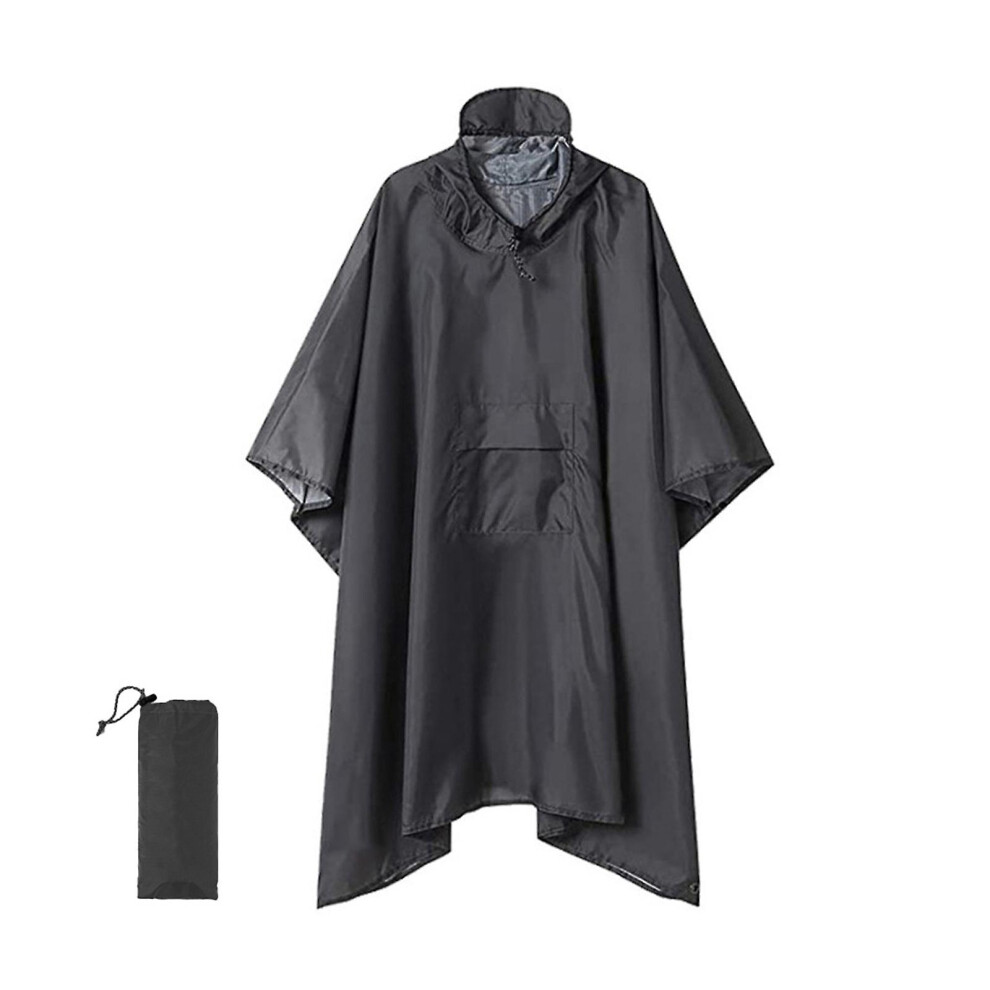 (Grey) Rain Cape 3 In 1 Rain Poncho Multifunctional Raincoat Poncho Rain Poncho Adult Waterproof Reusable Grey