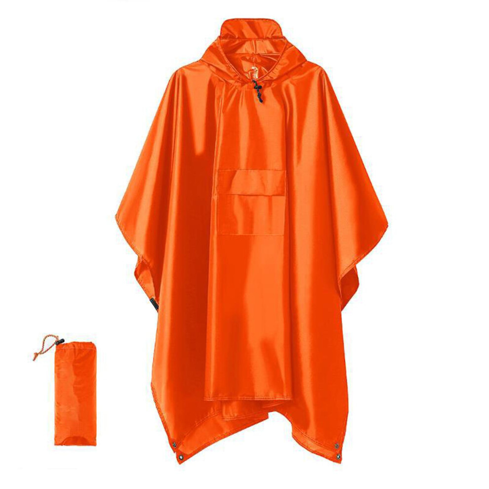 (Orange) Rain Cape 3 In 1 Rain Poncho Multifunctional Raincoat Poncho Rain Poncho Adult Waterproof Reusable Orange