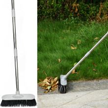 Stainless Steel Outdoor Broom with 120cm 4-Section Handle, 10-Inch Hard Bristle Head (45-Degree Angled)