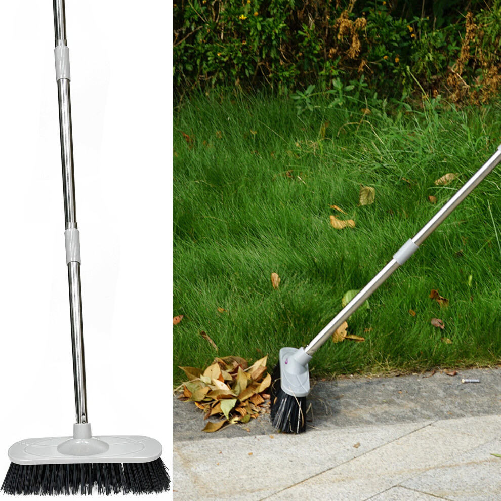 Heavy Duty Stainless Steel Broom with Handle Outdoor Garden Hard Bristle Brush