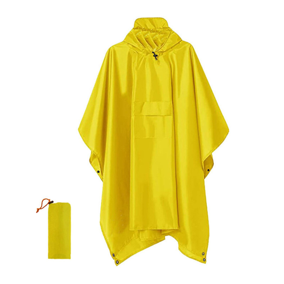 (Yellow) Rain Cape 3 In 1 Rain Poncho Multifunctional Raincoat Poncho Rain Poncho Adult Waterproof Reusable Yellow