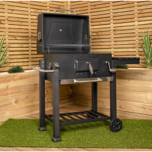 115x46x106cm Steel BBQ Trolley with Thermometer Gauge and Cover