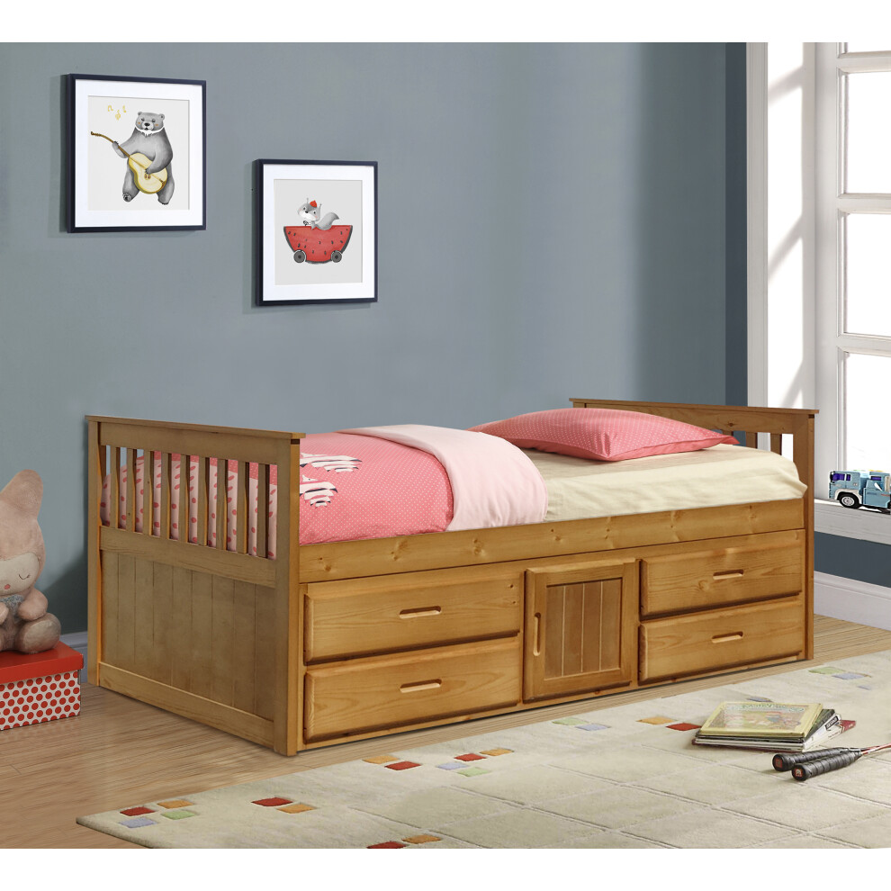 Comfy Living (Caramel, With Lucy Mattress) 3Ft Captains Cabin Bed In Grey White Or Caramel With Drawers And Storage