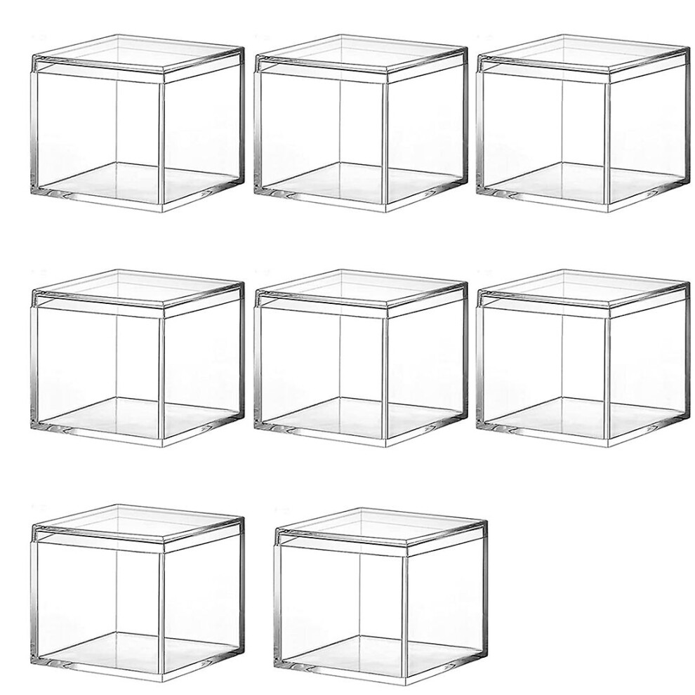 8 Pieces Of Transparent Acrylic Plastic Square Square Jewelry Box Mini Storage Box With Lid Mini Sq
