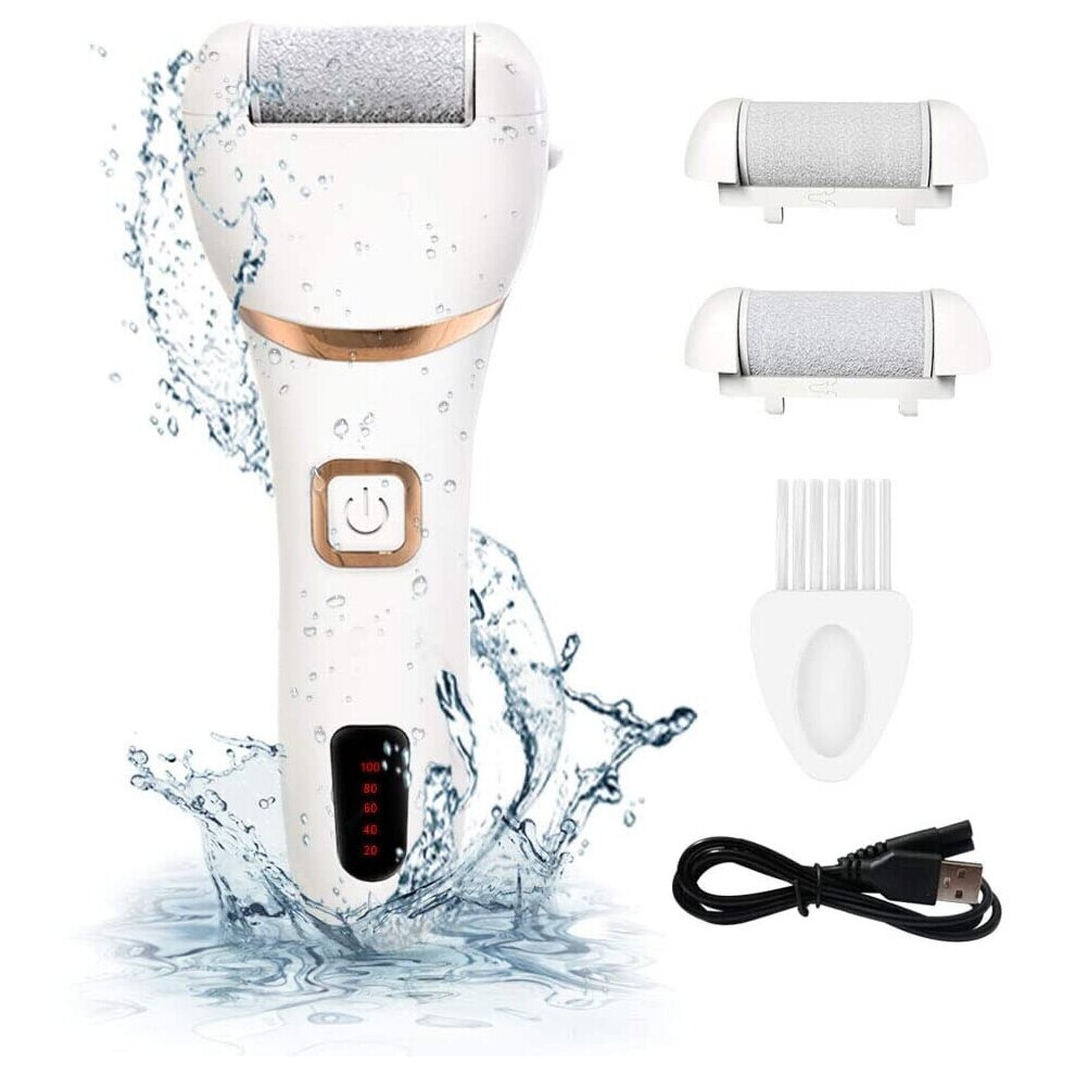Electric Foot File Rechargeable Waterproof Hard Skin Remover with 3 Rollers and 2 speeds Remove Cracked Heels
