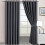 (GREY, 90" Width x 90" Drop) Ready Made Eyelet Silver & Grey Blackout Curtains 3