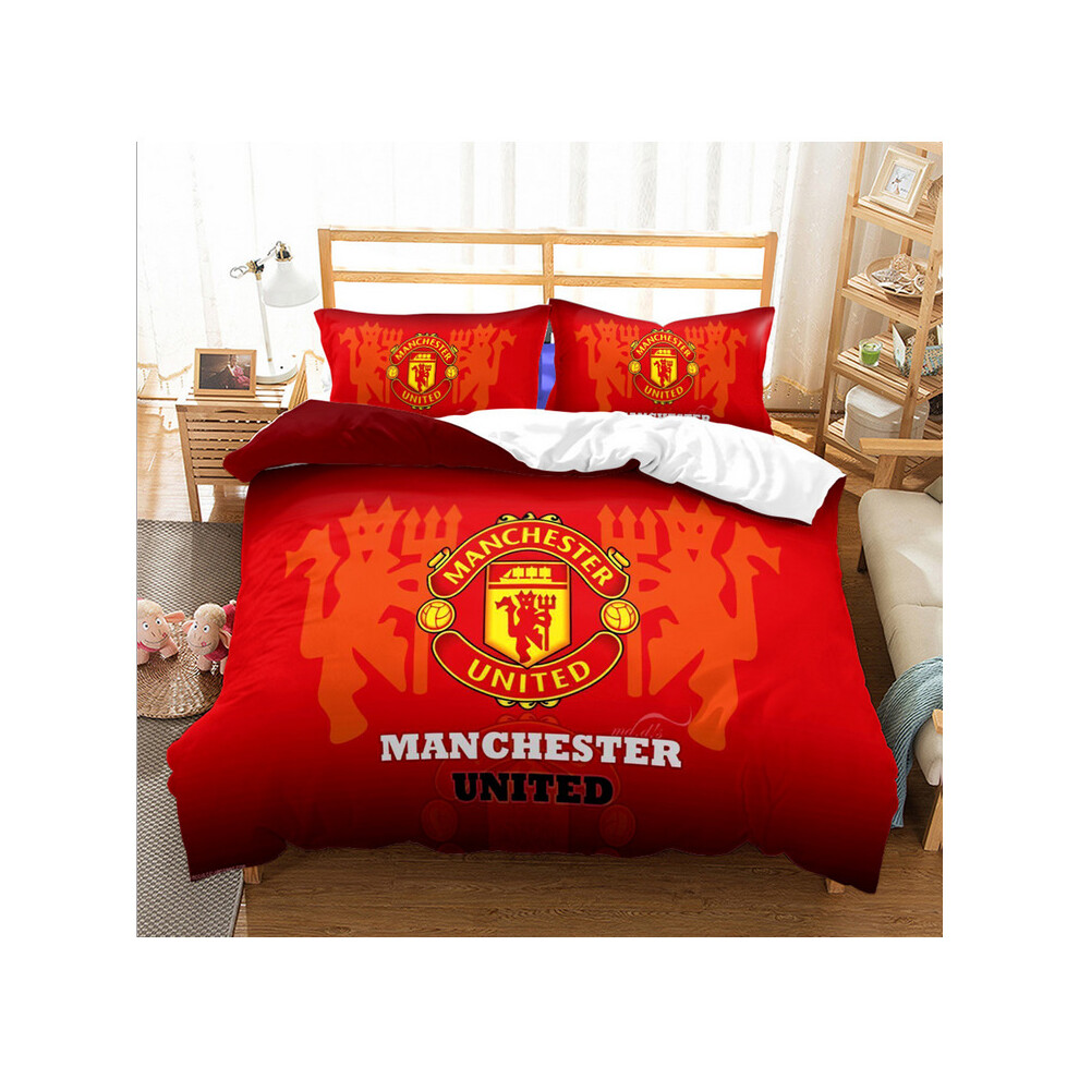 (Single 135*200cm) Gift For Manchester United Fans Single Double  Duvet Covers Bedding Sets