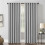(SILVER, 66" Width x 72" Drop) Ready Made Eyelet Silver & Grey Blackout Curtains 1
