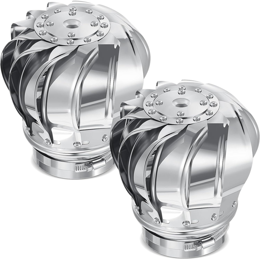 2 Pcs 110mm Non Power Roof Ventilator Wind Turbines Attic Air Vent