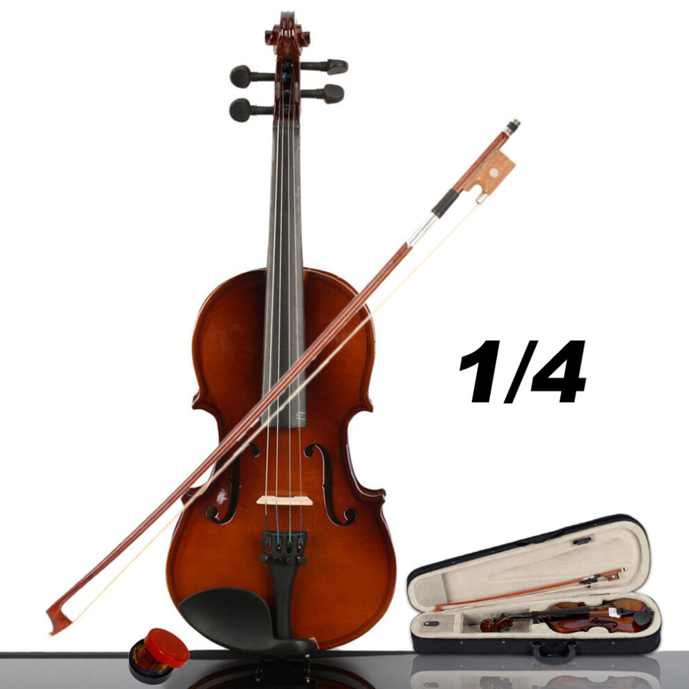 1/4 Size Beginners Acoustic Violin Set Natural With Case Bow Rosin Bridge UK