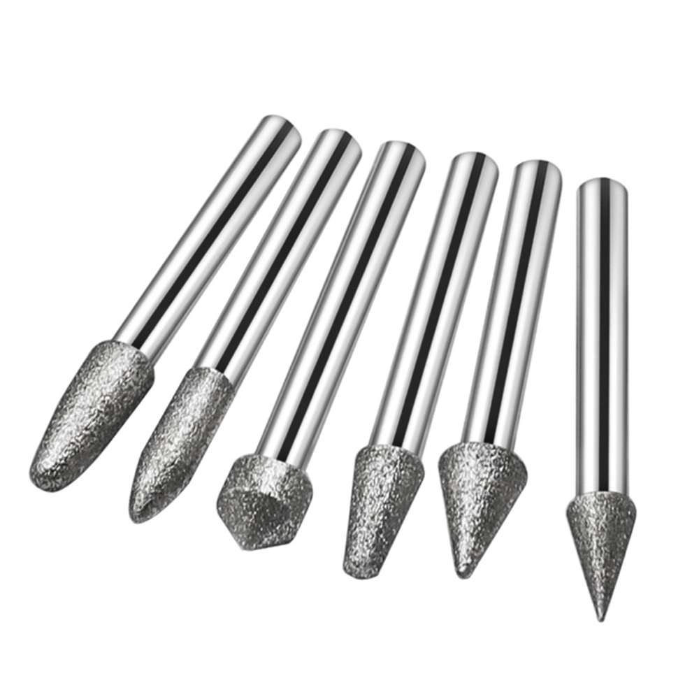 6MM Shank Cylinder Diamond Grinding Bits Burrs Lapidary Tools