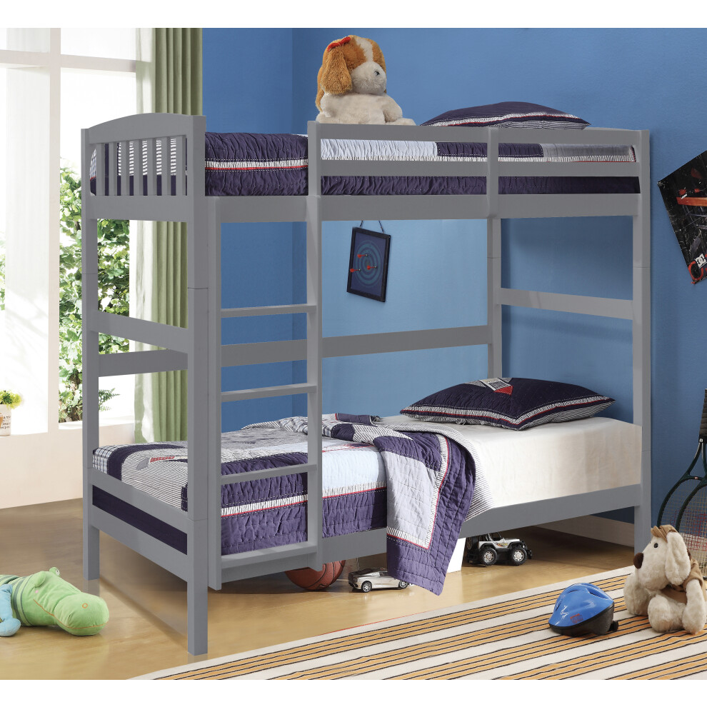 (Grey, No Mattress) 3ft Wooden Combination Bunk Bed In Grey White Or Caramel