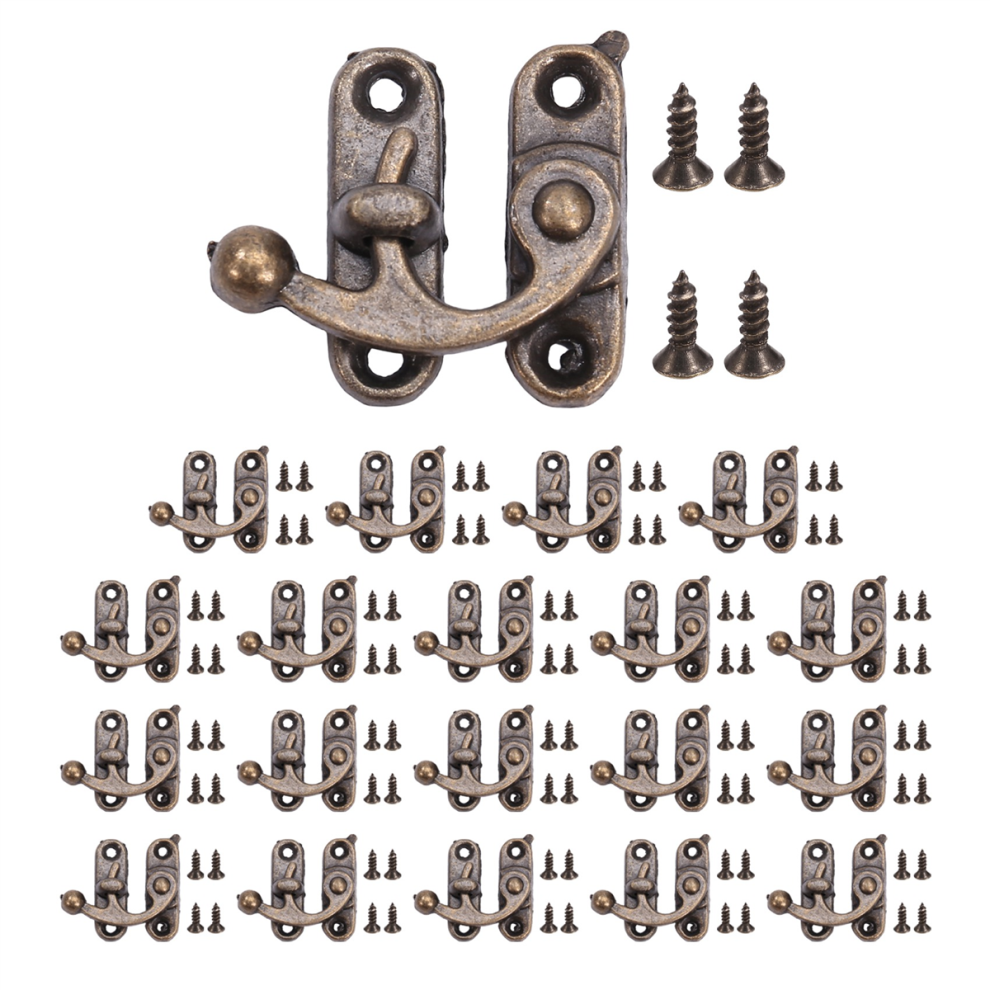20Pcs Bronze Tone Antique Right Latch Hook Hasp Horn Lock 4851267492819