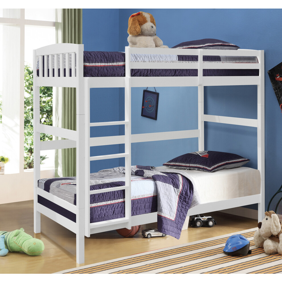 (White, No Mattress) 3ft Wooden Combination Bunk Bed In Grey White Or Caramel