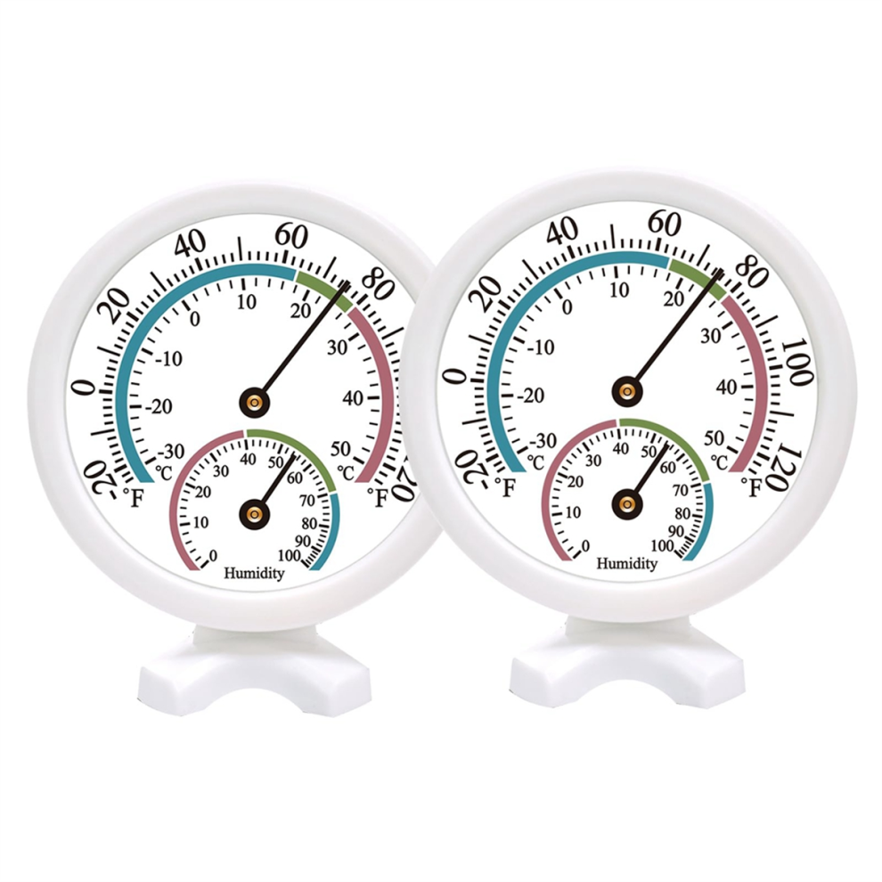 2Pcs Mini Indoor Thermometer Hygrometer For Wall, White 4851267497401