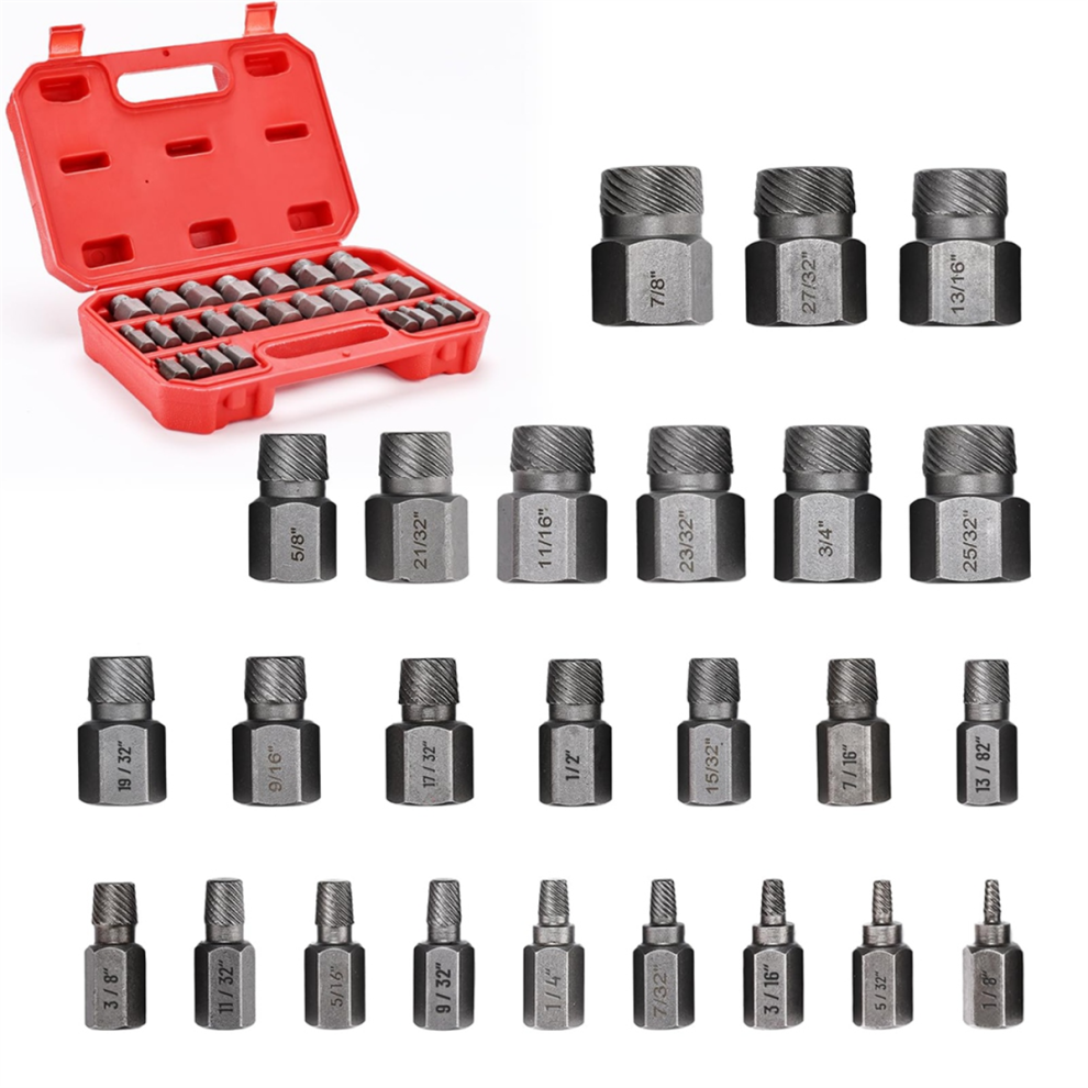 25Pc Screw Extractor Set Hex Multi-Spline Easy Out Bolt Extractor Set 4851267498989
