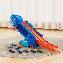 Transformable Dinosaur Hauler Truck Track Toy w/ 8 Mini Racing Cars