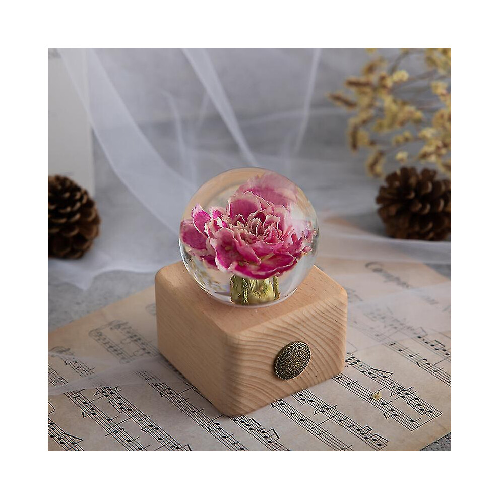 ( Carnation) Dandelion Flower Crystal Glass Resin Lens Ball With Bracket Mother Gift Christmas Gift For Guests, Girlfriends And Children Red