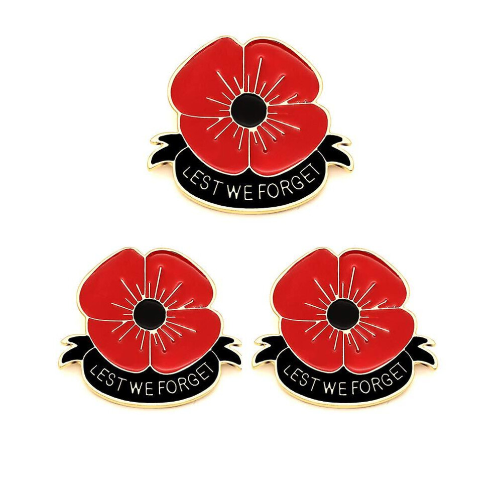 3Pcs Poppy Flowers Enamel Brooches Pins For Veterans Day Remembrance Day Memorial Day Gift Not,Specified