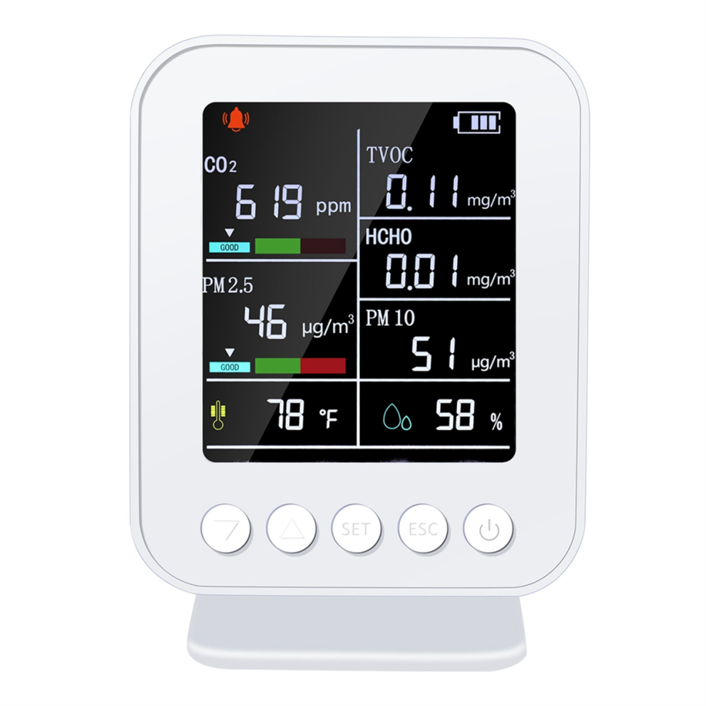 7 in 1 Air Quality Monitor with PM2.5,CO2 Detector with Alarm
