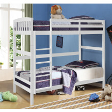 (White, With 2 x Kerri Mattresses) 3ft Wooden Combination Bunk Bed In Grey White Or Caramel
