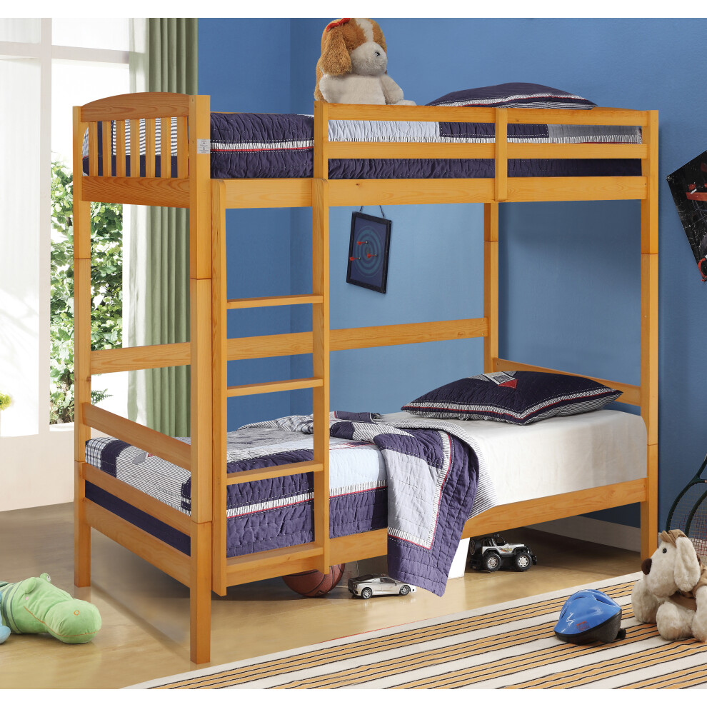 Comfy Living (Caramel, No Mattress) 3Ft Wooden Combination Bunk Bed In Grey White Or Caramel Brown