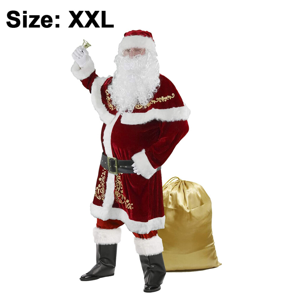 Men'S Santa Costume Set Christmas Deluxe Velvet Adult Santa Suit