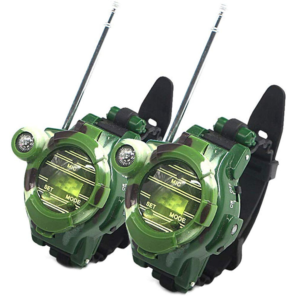 2 Pcs Watch Walkie Talkies For Kids Long Range Two-Way Radio Camo Outdoor Army Toys Outdoor Children'S Walkie-Talkie