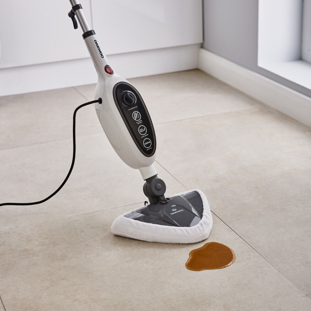 Daewoo 12-in-1 Steam Mop Floor Cleaner Upright & Handheld Carpet Window Clothes Steamer 1300W