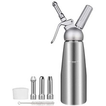 Whipped Cream Dispensers 500ML Aluminum Handheld Whipping Cream Maker with 3 Stainless Steel Nozzles