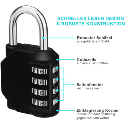2pcs Combination Locker Padlock, 4 Digit Coded Padlock, Gym Lock, School Locker Lock 2