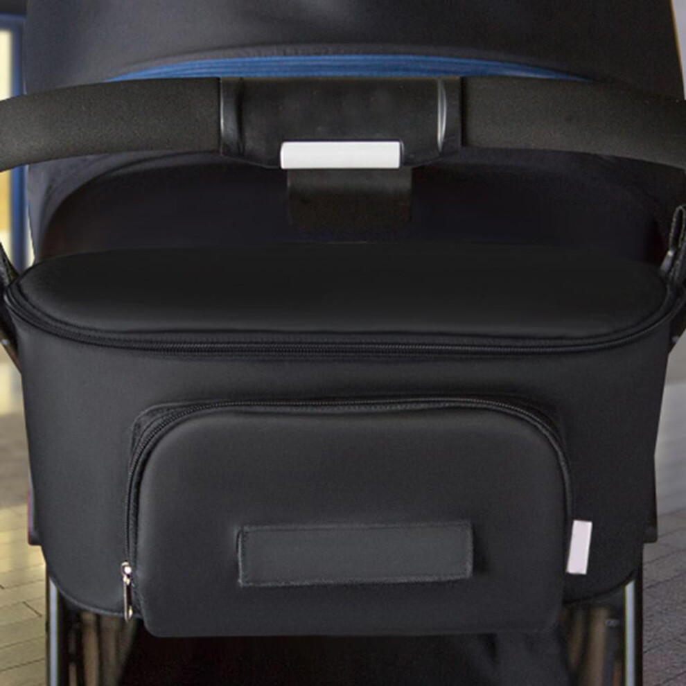 Yohou Stroller Bag Organizer Bag Soild Color Mama Carriage Buggy Pram Cart Basket Hook Backpack Stroller - Black