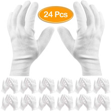 Pack of 24 White Cotton Gloves Work Gloves Cosmetic Hydration Gloves for Dry Hands and Eczema