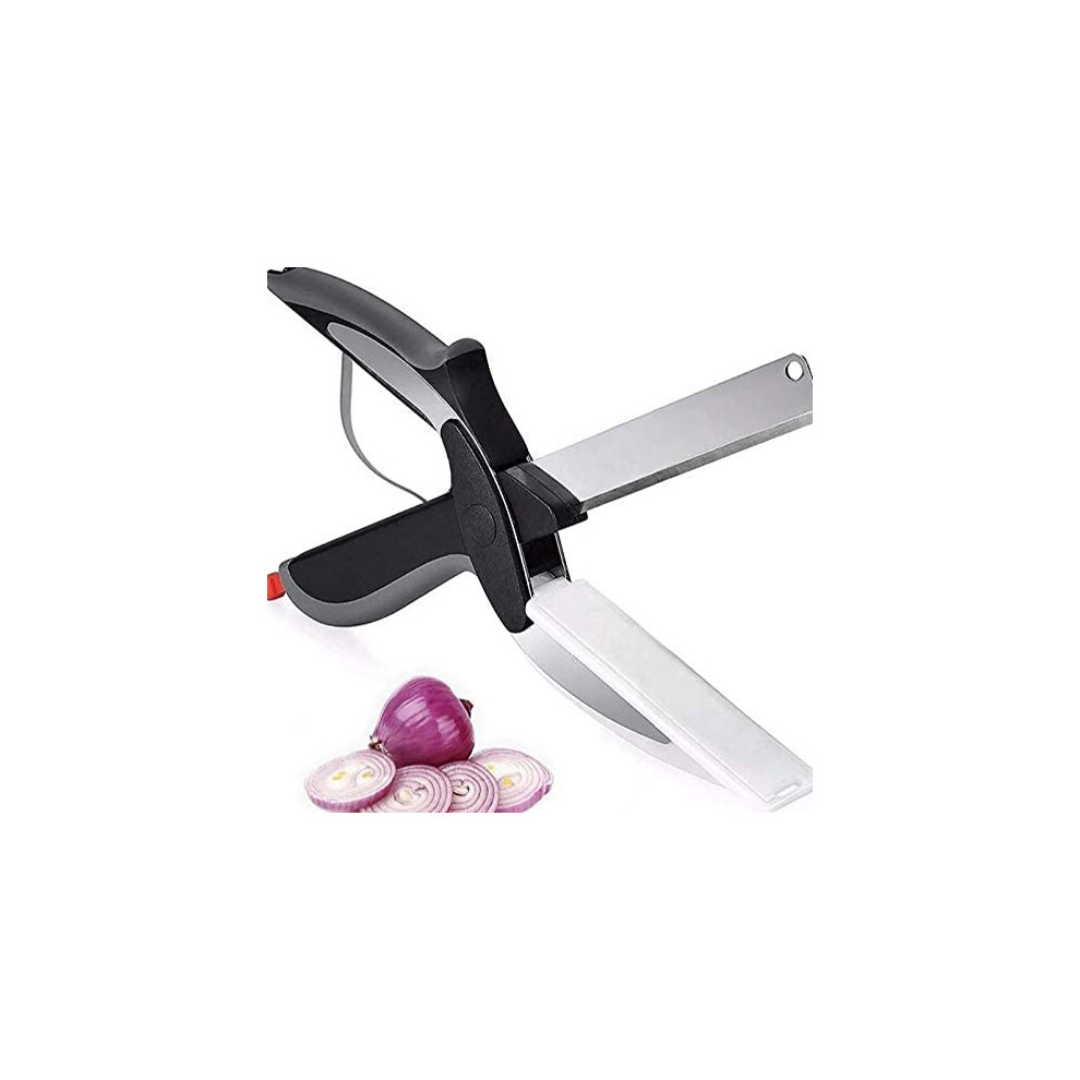 Kitchen Food Cutter Chopper 2-In-1 Clever Multipurpose Food Scissors With Cutting Board Kitchen Household Scissors