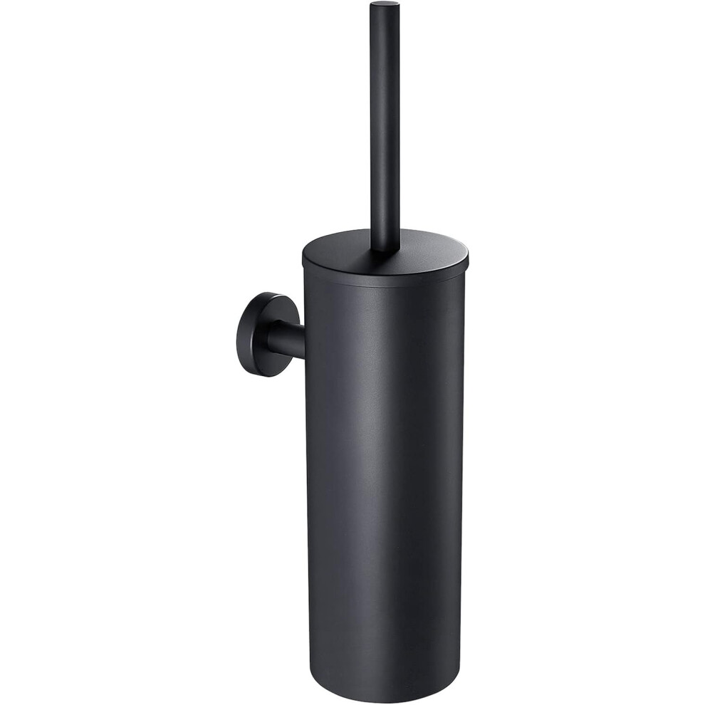 Black Wall Hung Toilet Brush With Brush Holder, Toilet Brush With Antibacterial Brush Holder