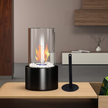 Fireplace Table Fire with PU Pad Decorative Stones Longer Burning Time Portable Bio Ethanol Fire Pit Small Fireplace