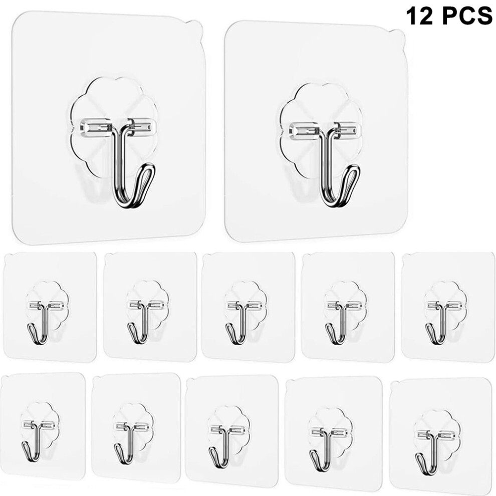 12Packs Adhesive Wall Hooks Heavy Duty Wall Hangers Without Nails Seamless Scratch Hooks 9379360715055
