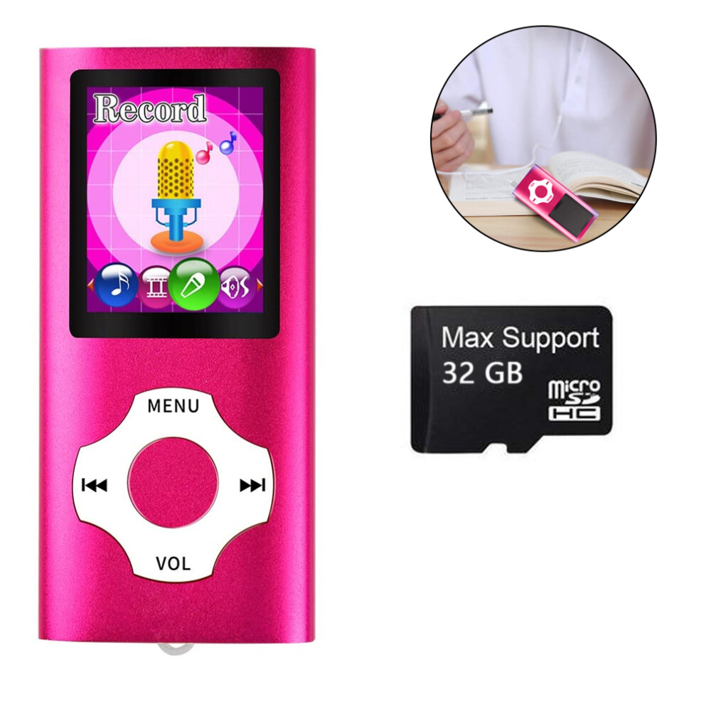 Mp3 Player,Music Player with a 32 GB Memory Card Portable Digital Music Player - Pink