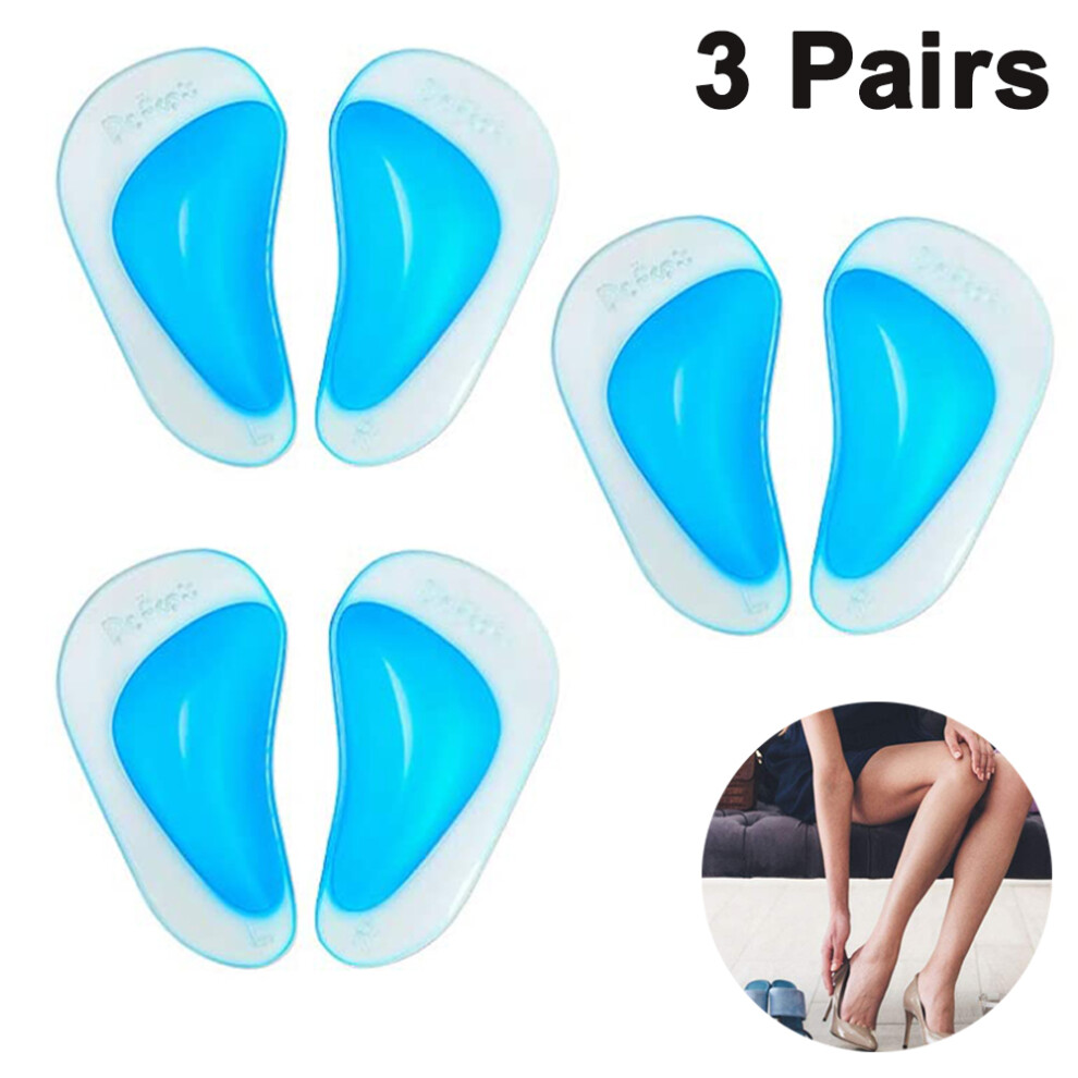 Yohou Plantar Fasciitis Arch Support Shoe Insoles 3 Pairs, Thicken Gel Arch Pads For Flat Feet