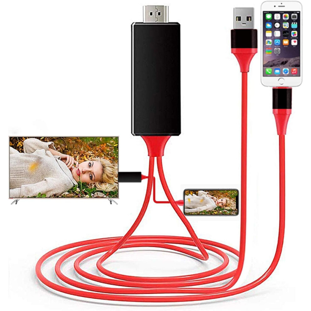 [Apple MFi Certified] Lightning To HDMI Cable Adapter Compatible with IPhone