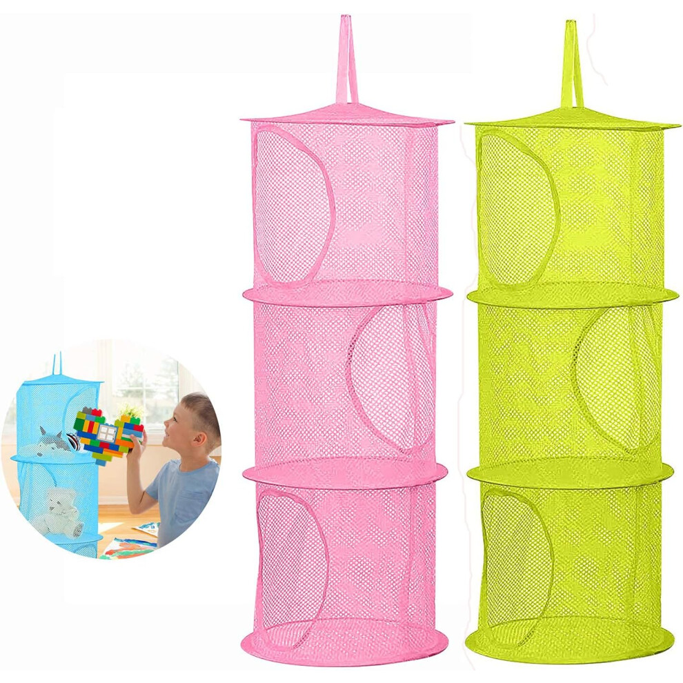 Yohou Hanging Closet Organizer - Baby Nursery Closet Organization And Storage - Pink-Green