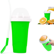 Magic Quick Frozen Smoothies Cup Cooling Cup Double Layer Squeeze Cup Slushy Maker - GREEN