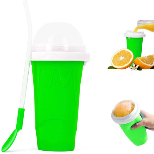 Magic Quick Frozen Smoothies Cup Cooling Cup Double Layer Squeeze Cup Slushy Maker - GREEN
