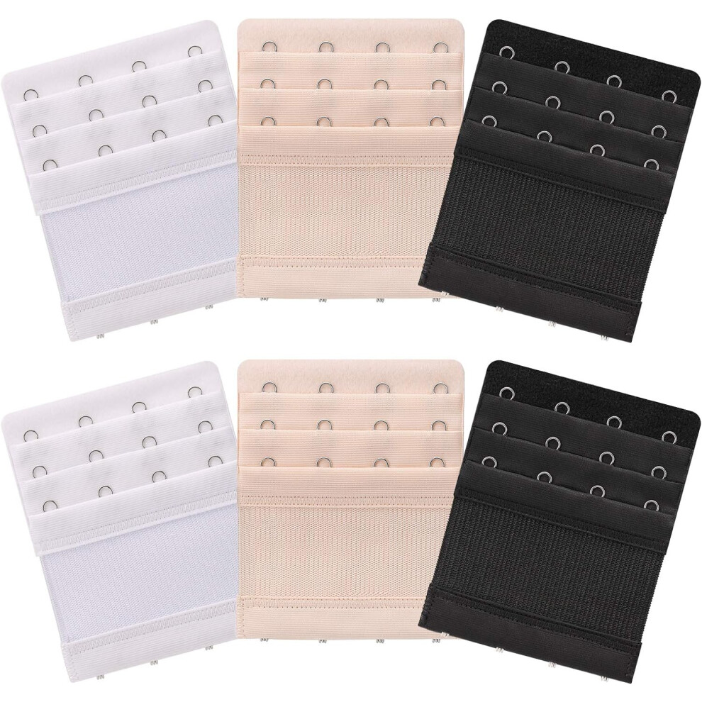 6 Pieces Women's Soft Comfortable Elastic Bra Extenders Bra Extension Strap