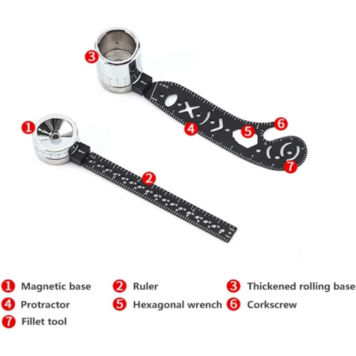 Multifunction Drawing Tool Versatile Drawing Curved Magnetic Ruler Protractor Combo and Mini Compass 1