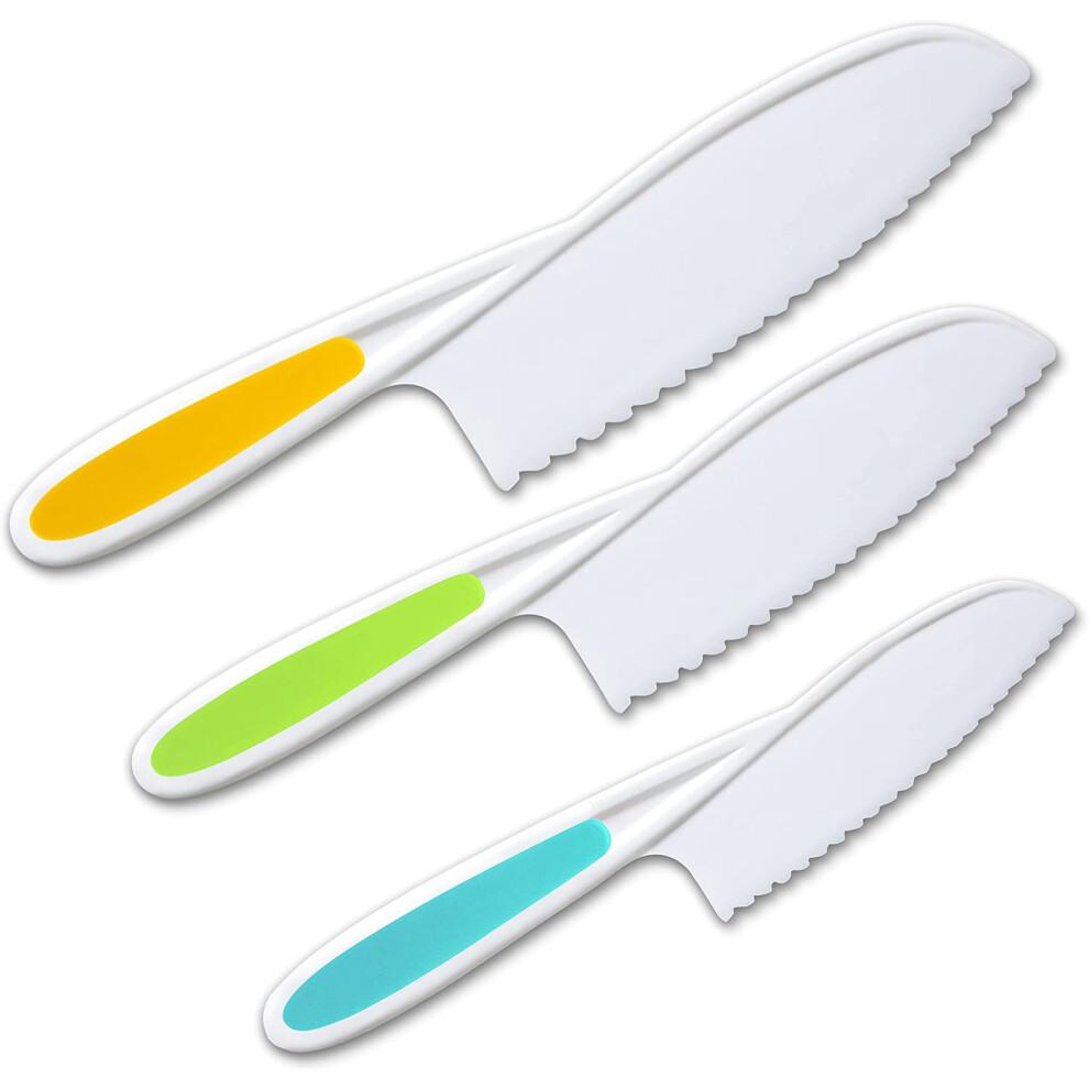 Kids Knife Set Of 3 - Colorful Nylon Toddler Cooking Knives To Cut Fruits, Salad