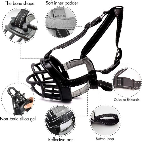Soft Basket Muzzle for Dogs Secure and Comfortable Fit, Better Prevent Bites 2