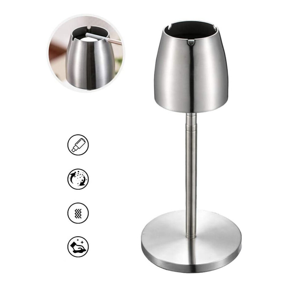 Stainless steel outdoor ashtray, standing ashtray with telescopic stand