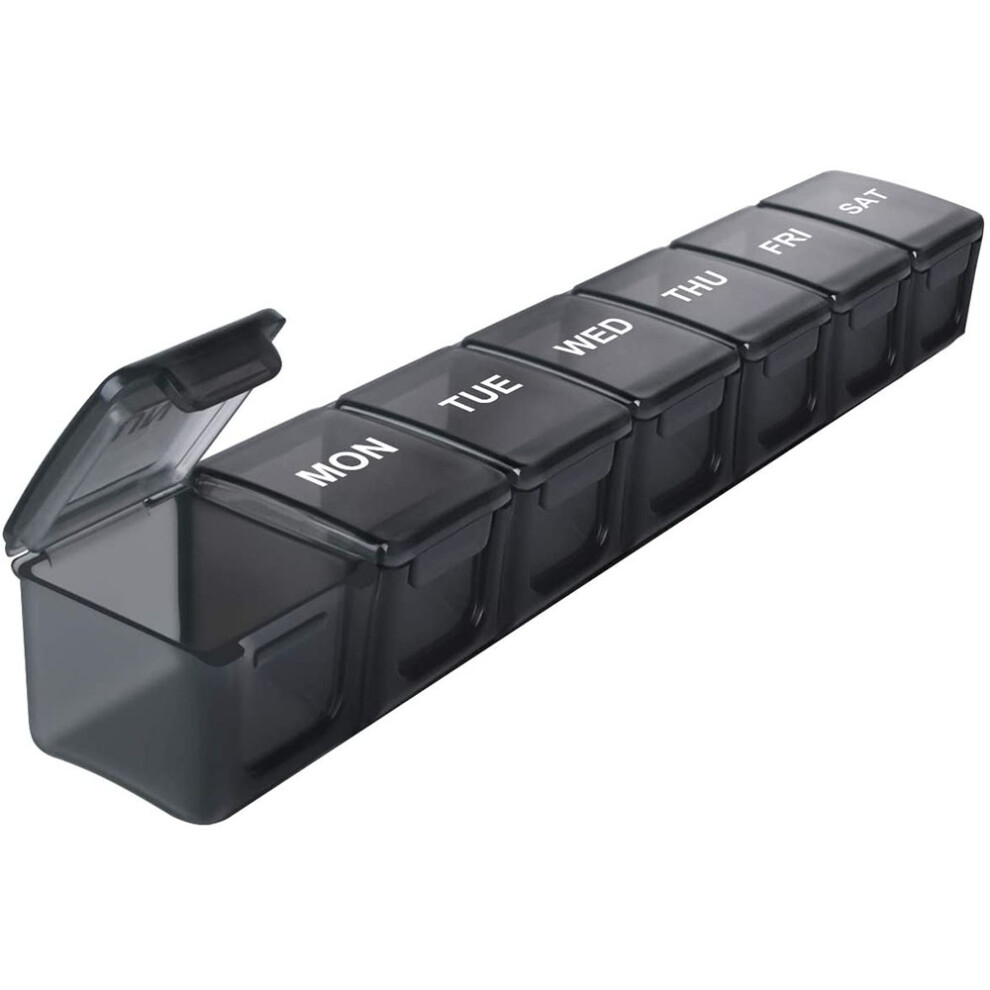 Yohou Black Extra Large Weekly Pill Organizer, Xl Daily Pill Cases For Pills/Vitamin/Fish Oil/Supplements (Black)