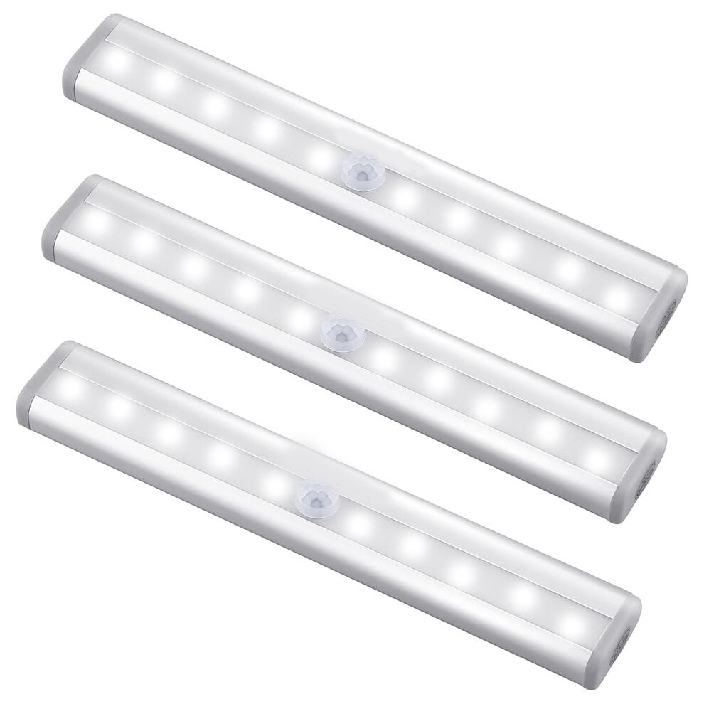 Motion Sensor Light Indoor, 10 LED Motion Sensor Closet Lights Battery Operated Magnetic Under Cabinet Lights (3 Pack)